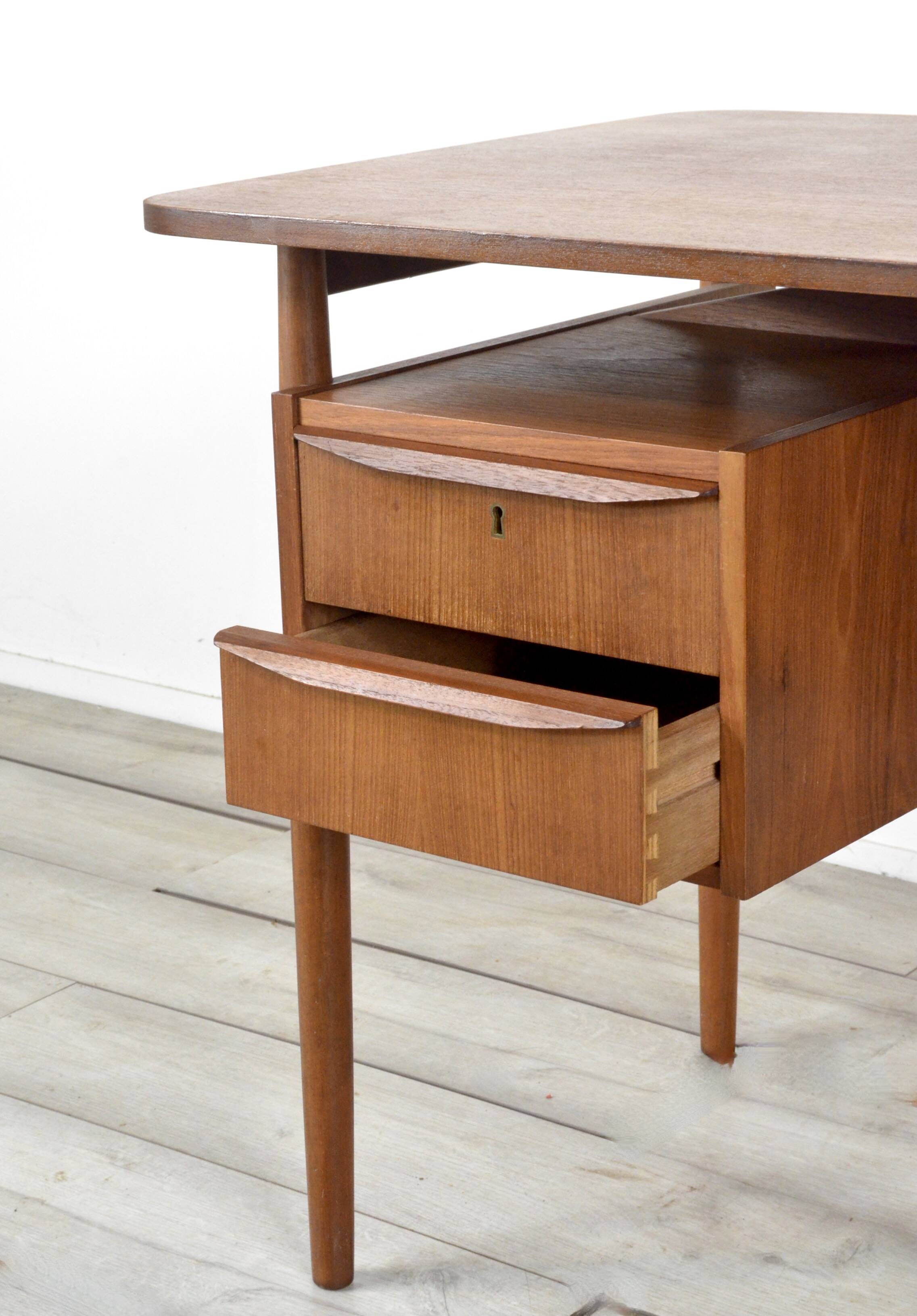 Midcentury Danish Teak Desk By Gunnar Nielsen For Tibergaard.
