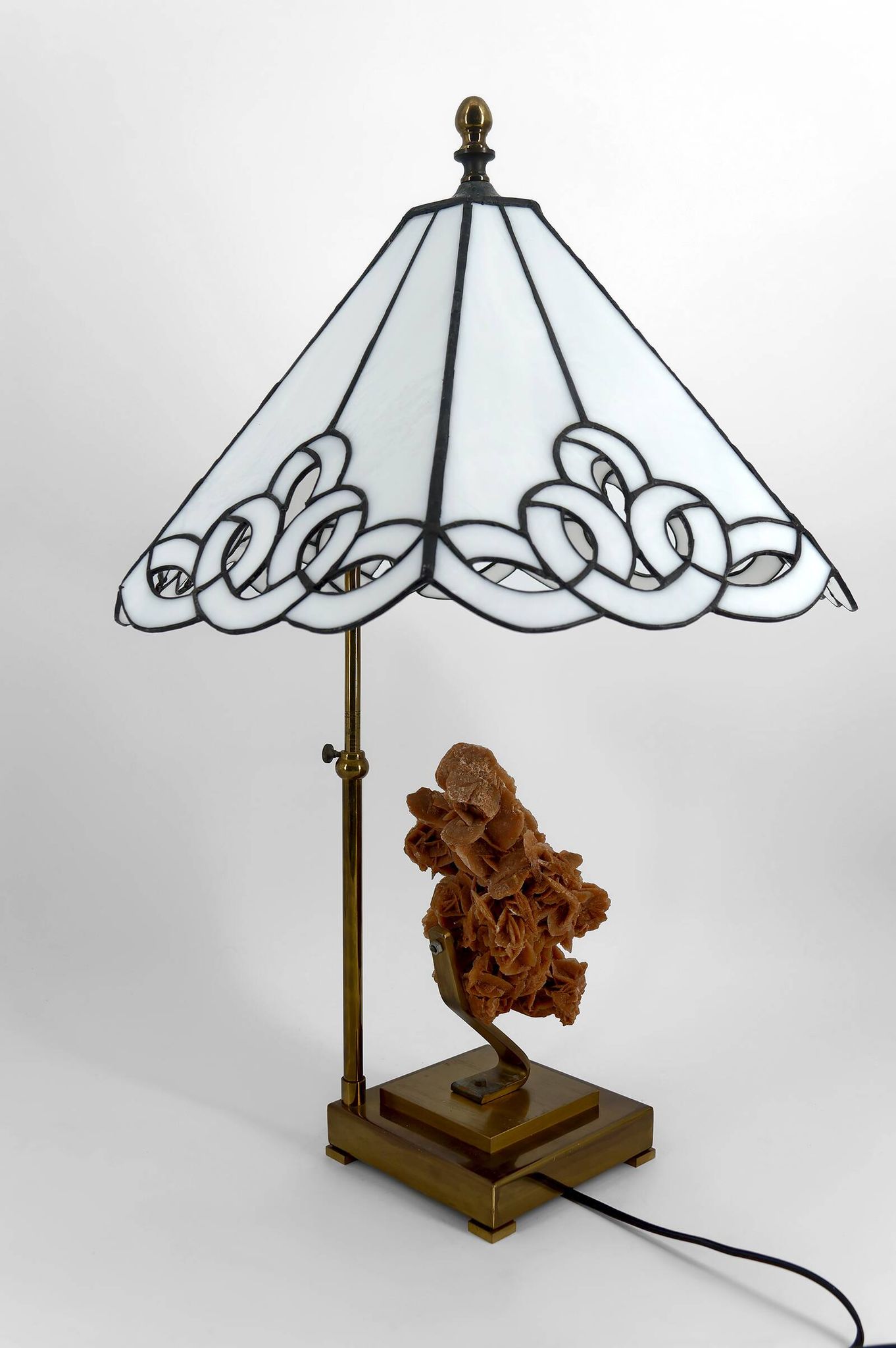 "Rose des Sables" Lamp, Bronze and Stained Glass Shade – circa 1970