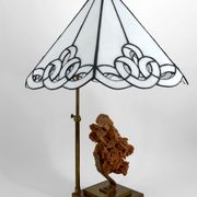 "Rose des Sables" Lamp, Bronze and Stained Glass Shade – circa 1970