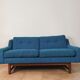 Norwegian living room set in blue fabric, vintage scandinavian 1960s