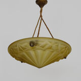 Ancien suspension vasque Art Déco 1 Feu, en pâte de verre jaune