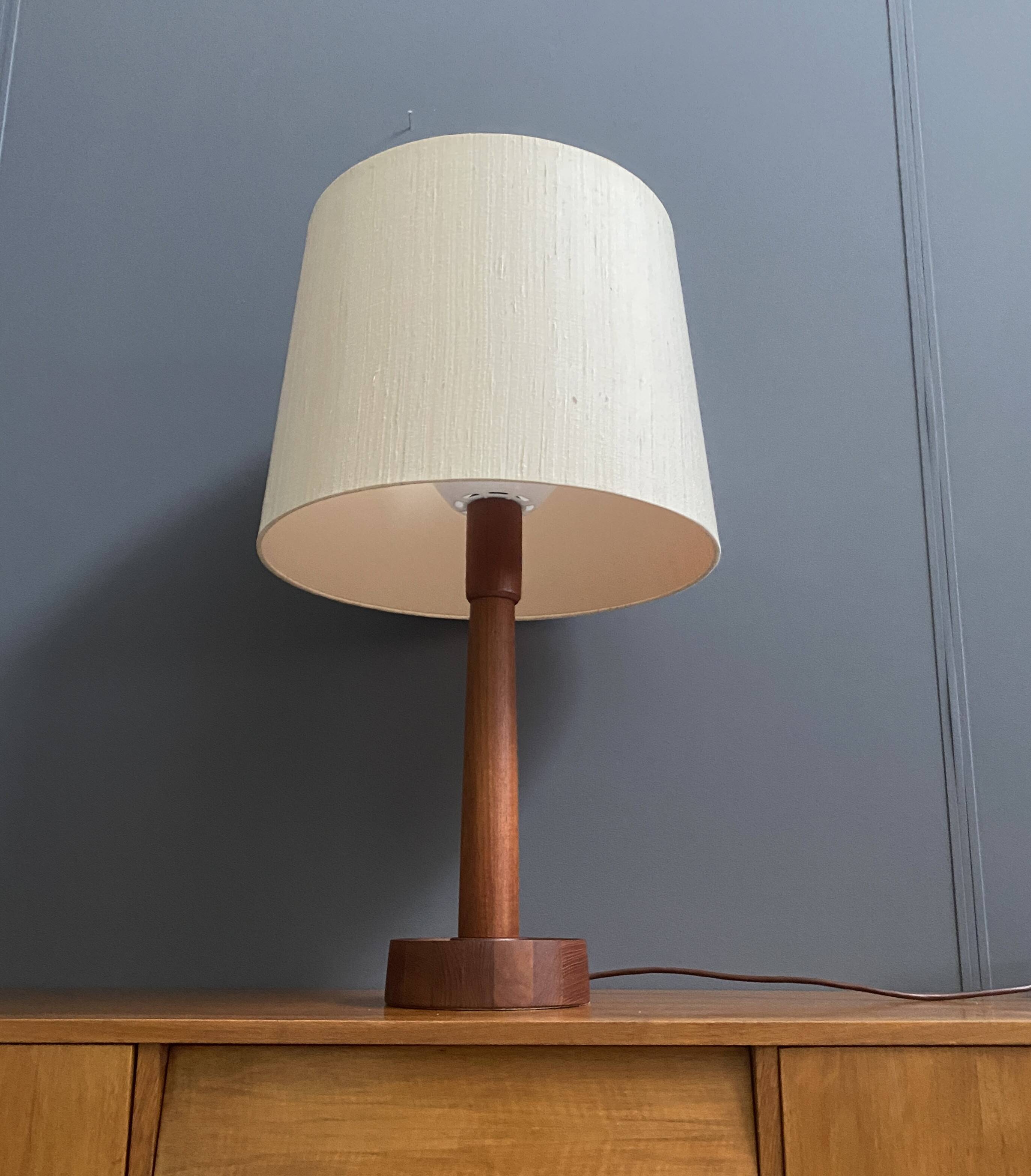 Uno & Östen Kristiansson Teak tablellamp for Luxus Denmark 1970s