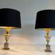 Pair of palm lamps in chrome and brass in the style of Maison Charles. Circa 1970.