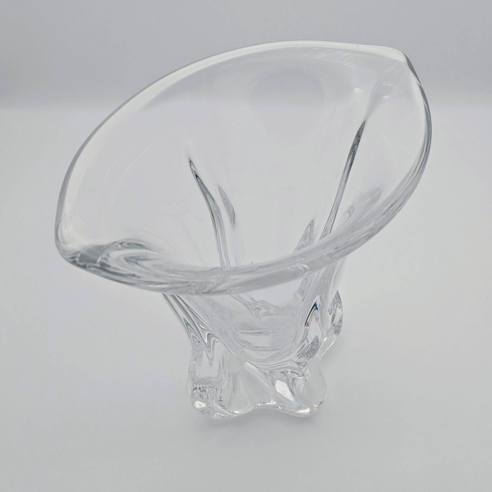Art Vannes France - Large Sculptural Free-Form Vase - Solid Crystal 1950