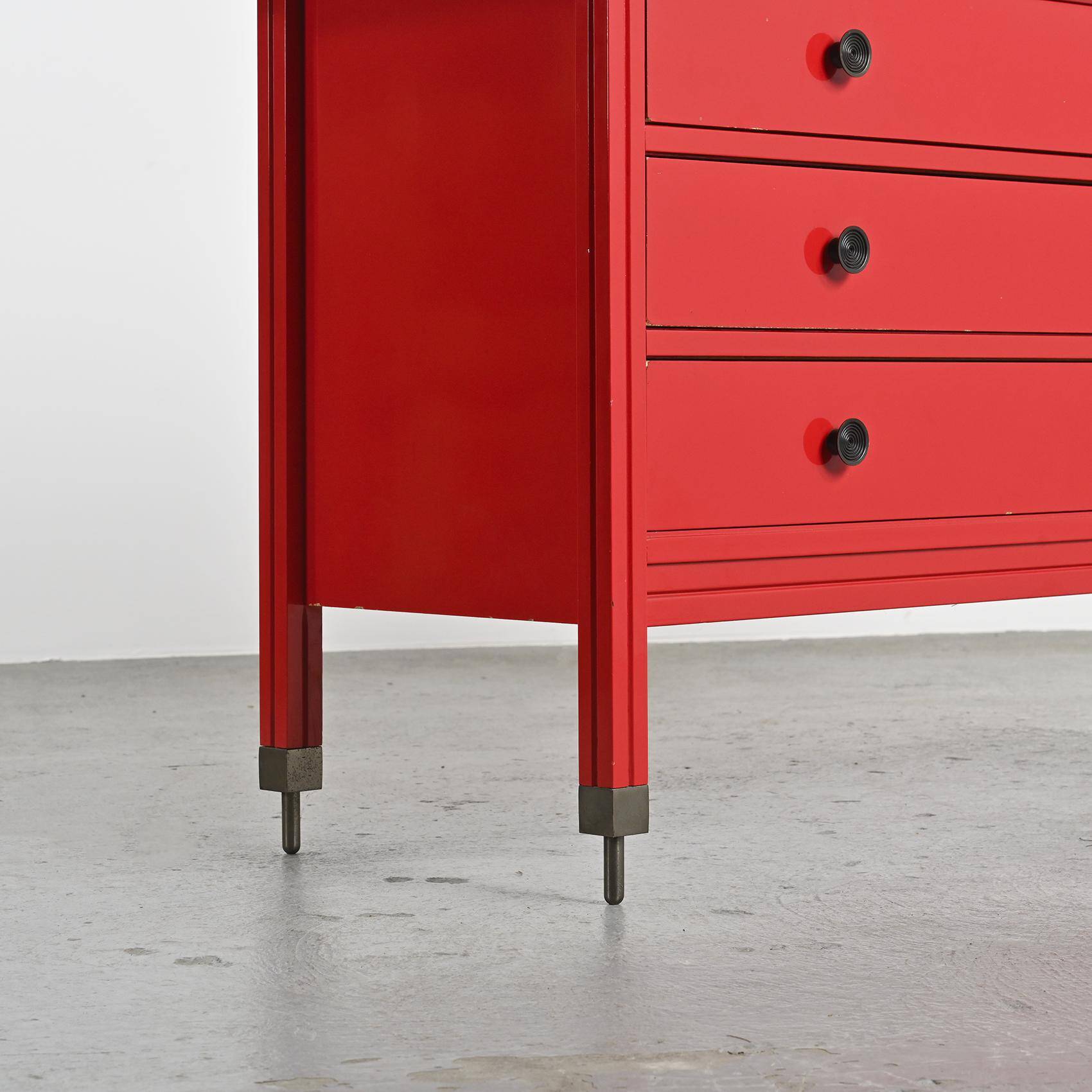 Commode laquée rouge Carlo De Carli pour Sormani, vers 1963