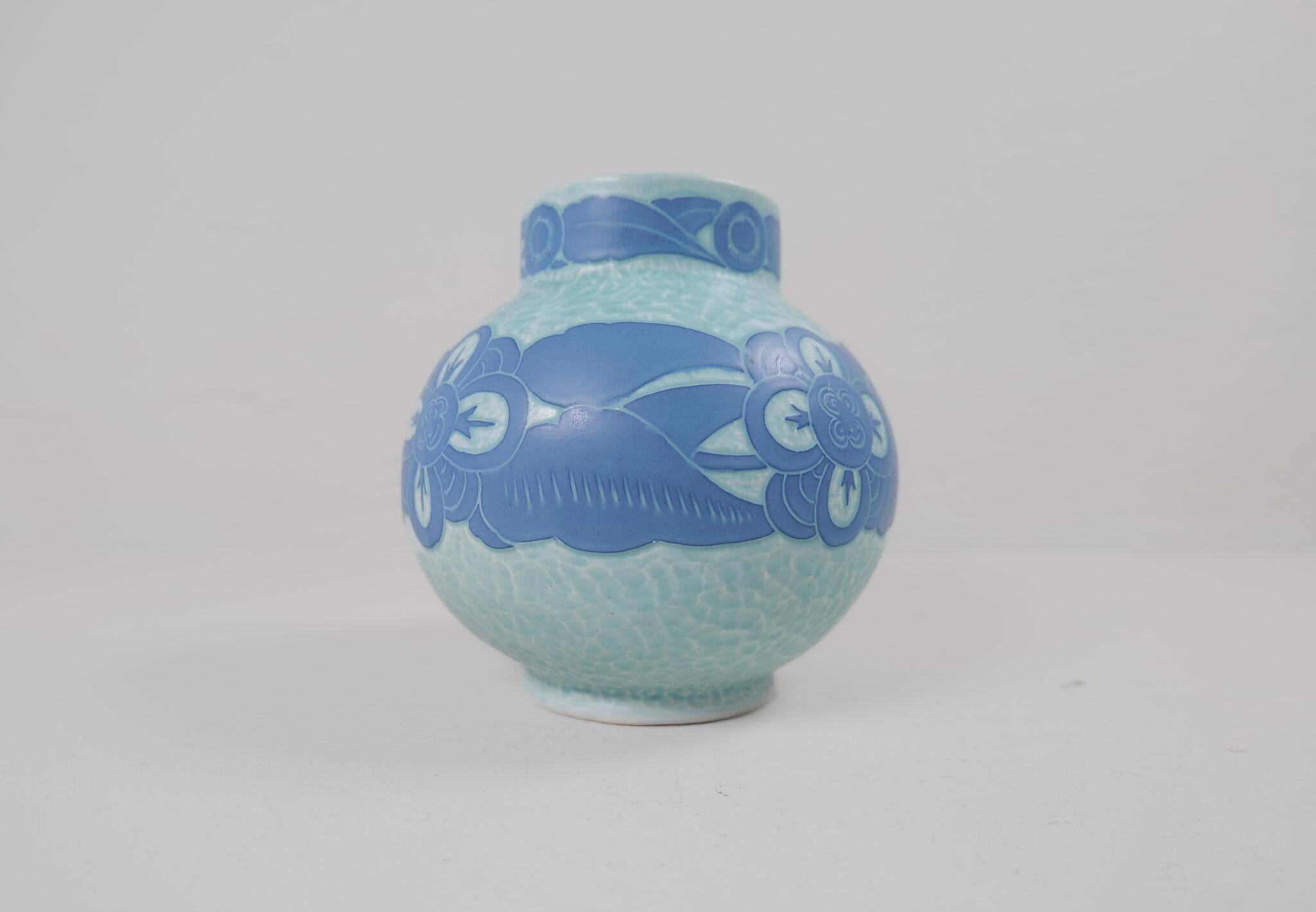 Art Deco Vase Gustavsberg Sgraffito Josef Ekberg, Sweden, 1922