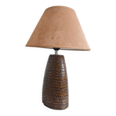 Mid-20th century ceramic table lamp with alligator texture.