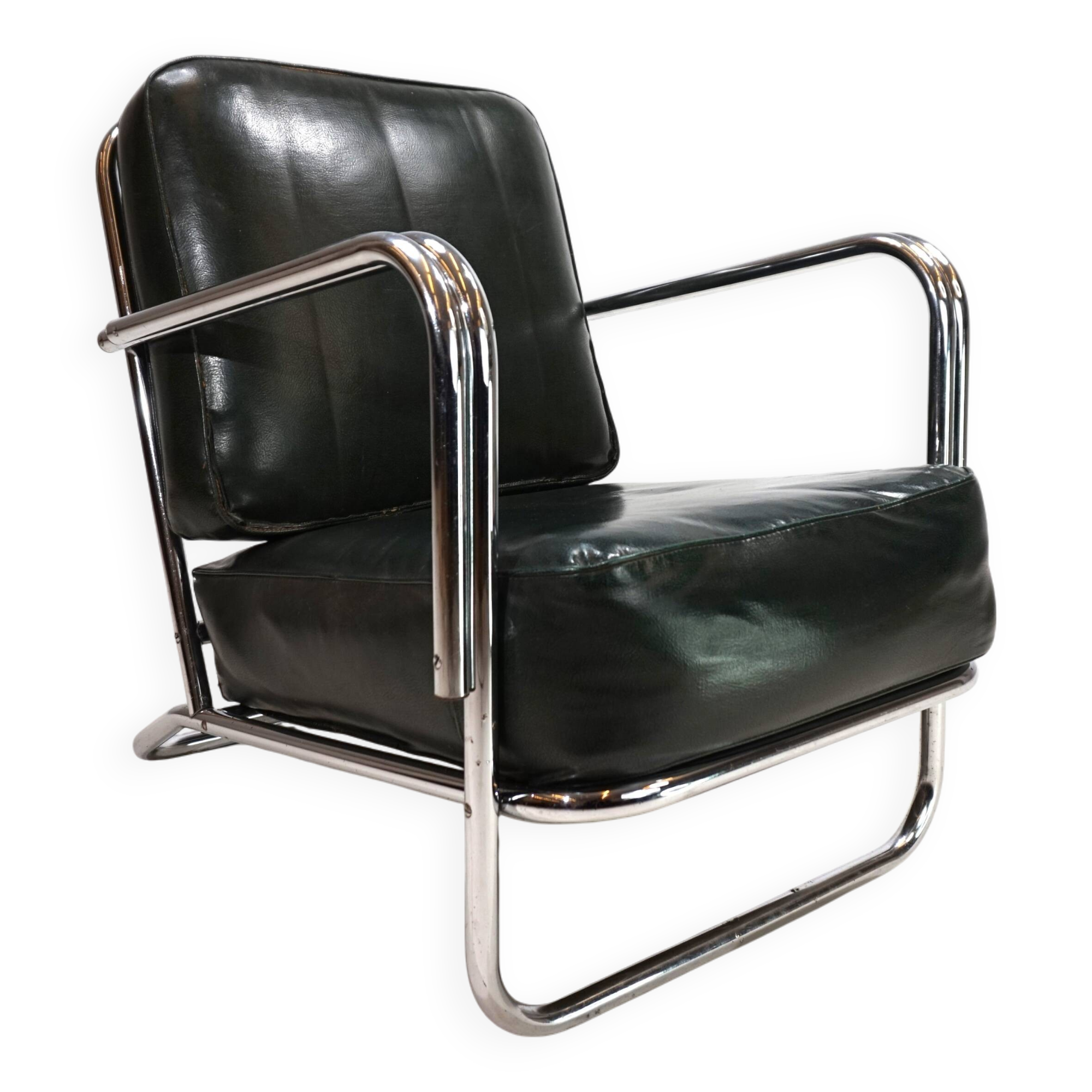 Fauteuil Art Déco en tube d'acier dans le goût de Gilbert Rhode Troy Sunshade, 1930