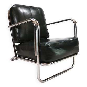 Fauteuil Art Déco en tube d'acier dans le goût de Gilbert Rhode Troy Sunshade, 1930