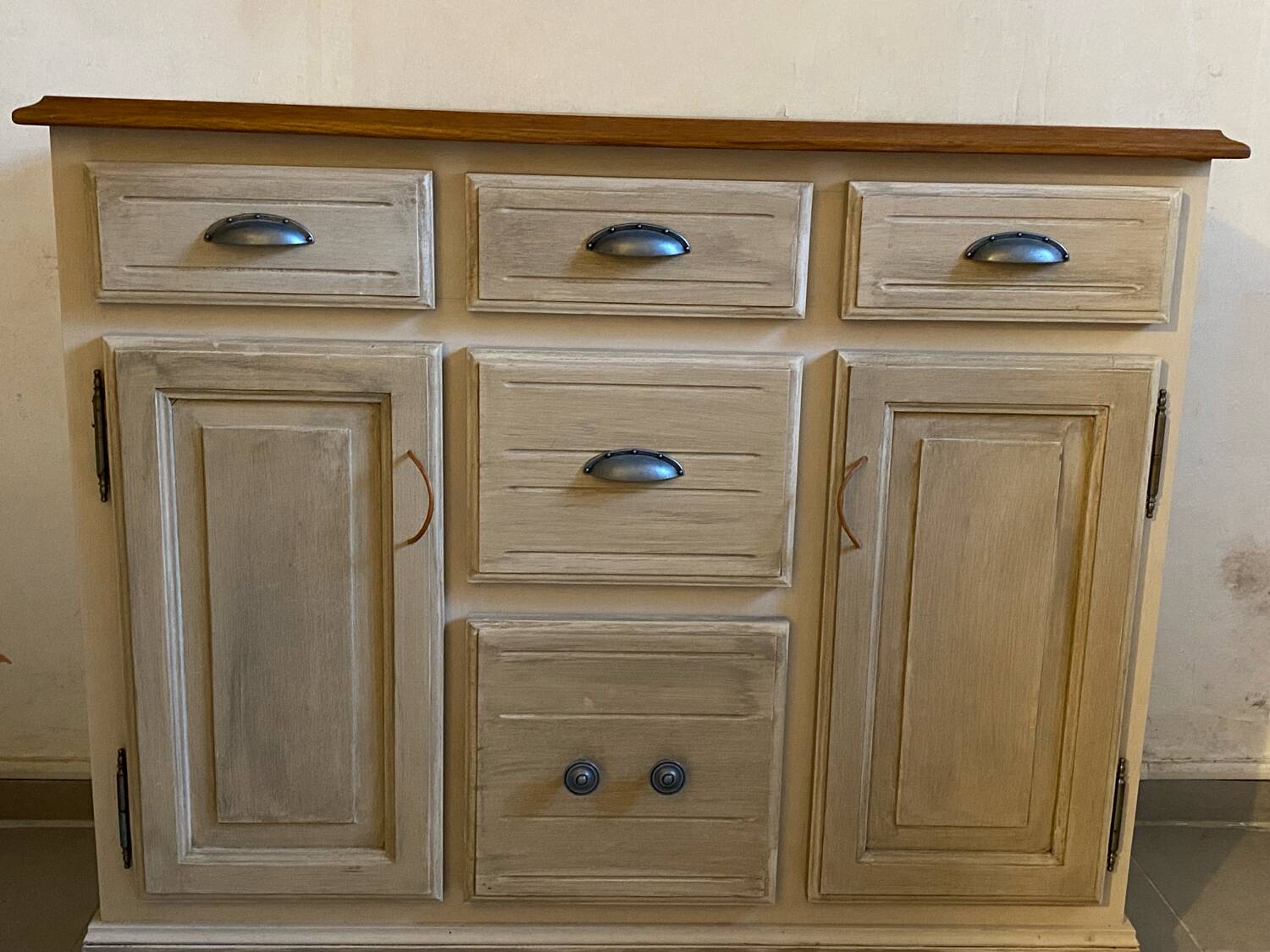 Vintage raw wood sideboard