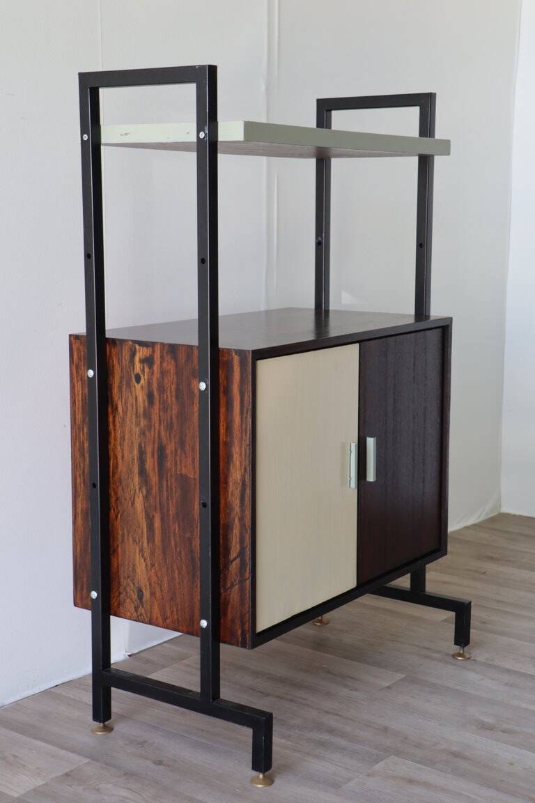 Vintage modular storage unit in wood and metal - 1960