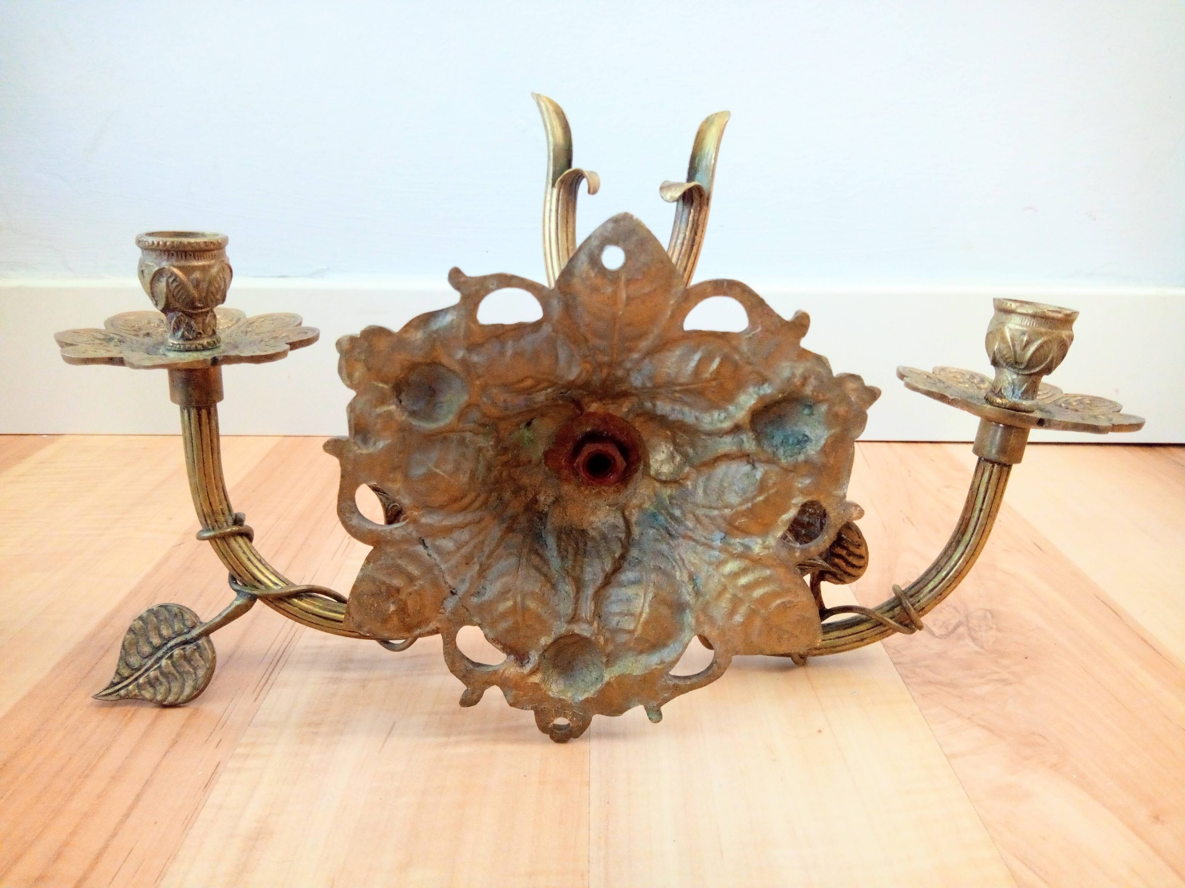 Bronze candle holder wall light