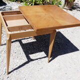 Vintage wallet table in blond oak