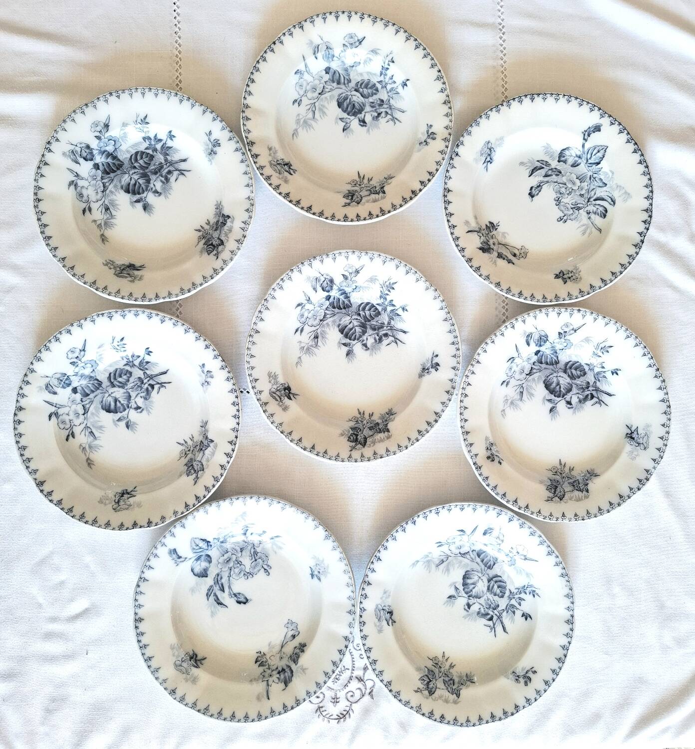 Antique earthenware soup plates