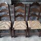 Lot de 6 chaises brutalistes paillées