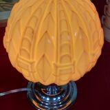 Pink globe laying lamp opaline