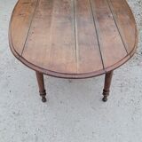 Burgundian oval farm table in 19th century solid oak with shutters - 1m93