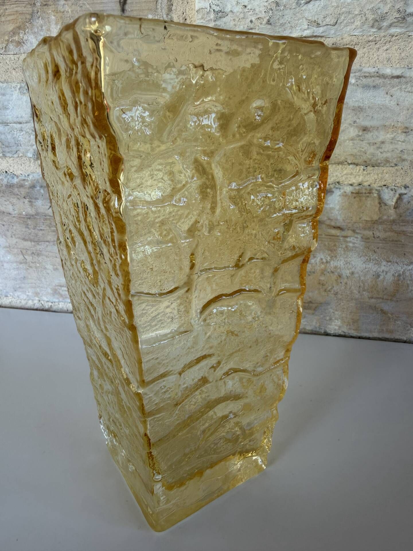 Vintage Peill & Putzler vase – textured amber glass – Germany years