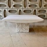 Coffee table in honed travertine by Claude Berraldacci