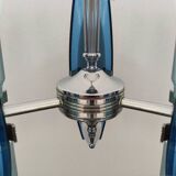 1970s Gorgeous Blue and Smoked Glass Pendant Lamp by Veca. Made in Italy