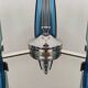 1970s Gorgeous Blue and Smoked Glass Pendant Lamp by Veca. Made in Italy