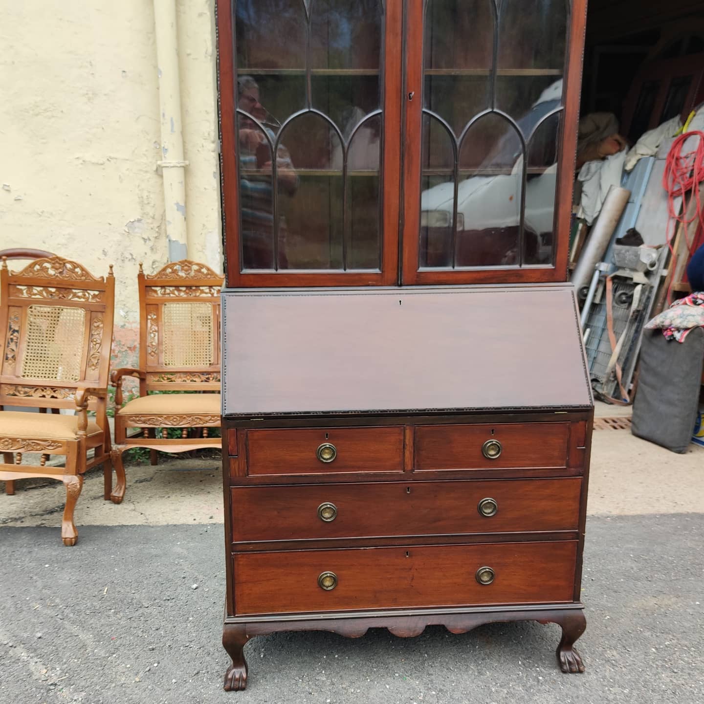 Bibliothèque scriban anglais en acajou vers 1920