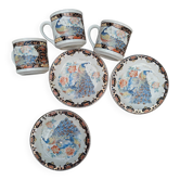 Vintage tea/coffee service in porcelain from Japan - Peacock birds