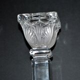 Set of 2 sandblasted crystal candlesticks in lalique art deco style - rattenberg crystal factory in austria