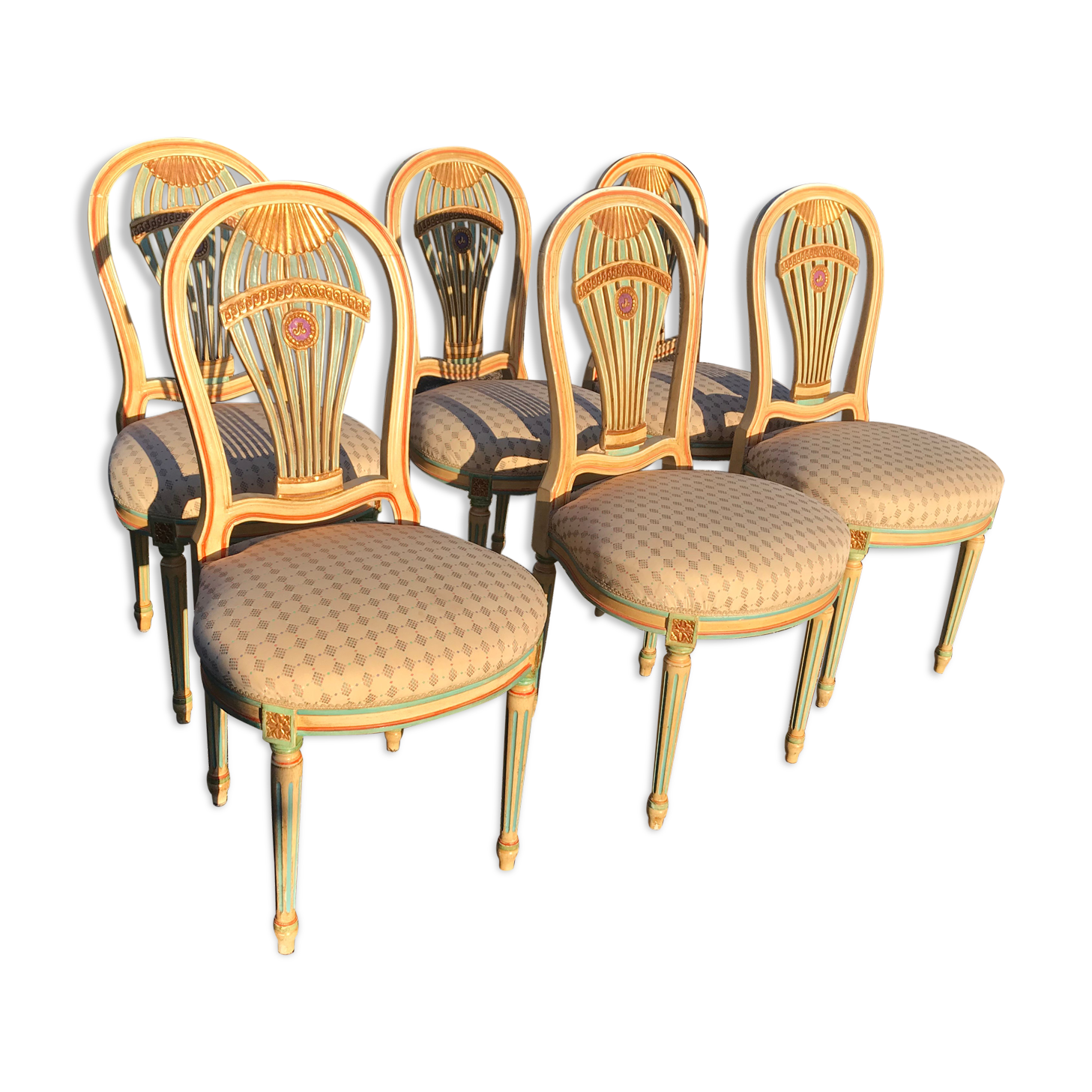 6 louis XVI hot air balloon chairs