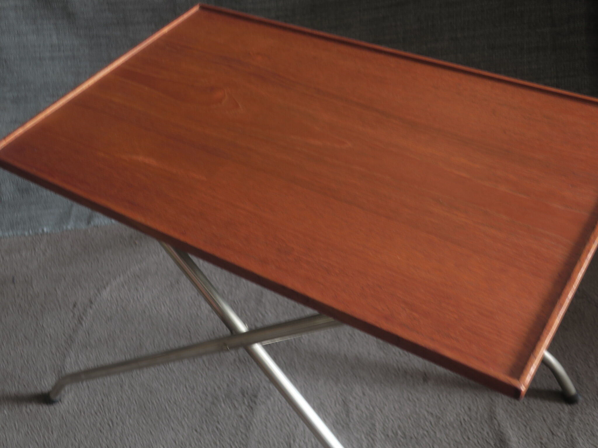 Danish teak and aluminium adjustable wine table, 1960s