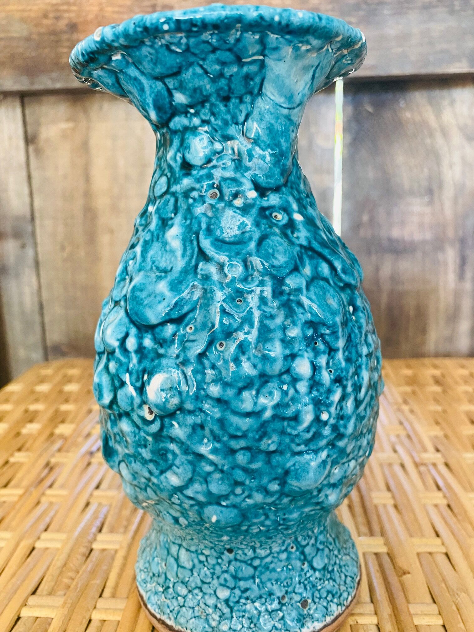 Vase bleu fat lava vintage