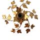 Applique murale feuilles fleurs en métal doré