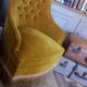Mustard yellow velvet toad armchair