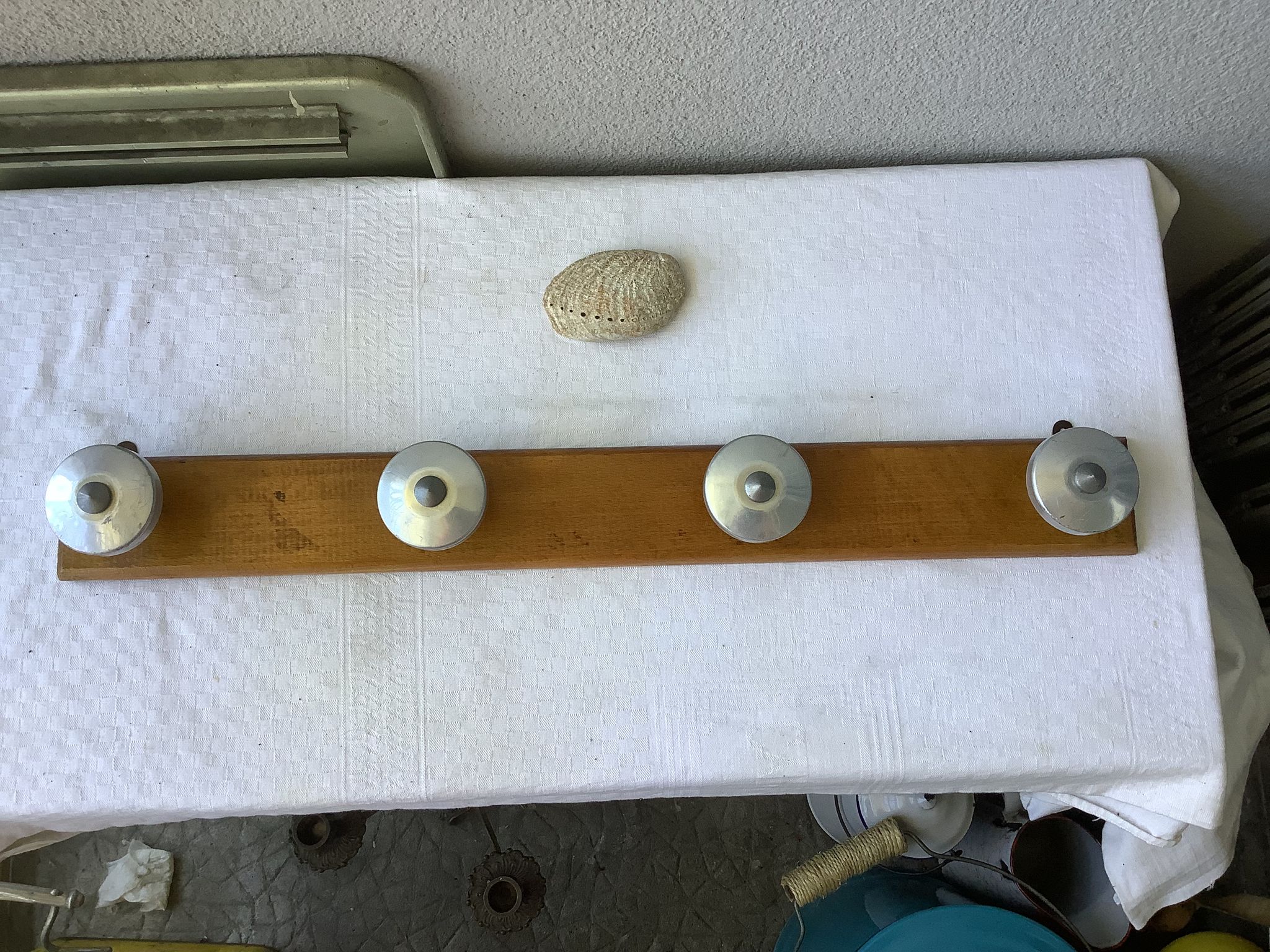 Coat rack hook wood and zinc vintage 50'