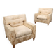 Paire de fauteuils vintage en tissu et mousse, design, Italie, années 1950
