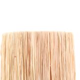 White and brown ceramic lamp, raffia shade