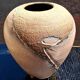 Glazed stoneware vase with a contemporary design, signed to be identified.