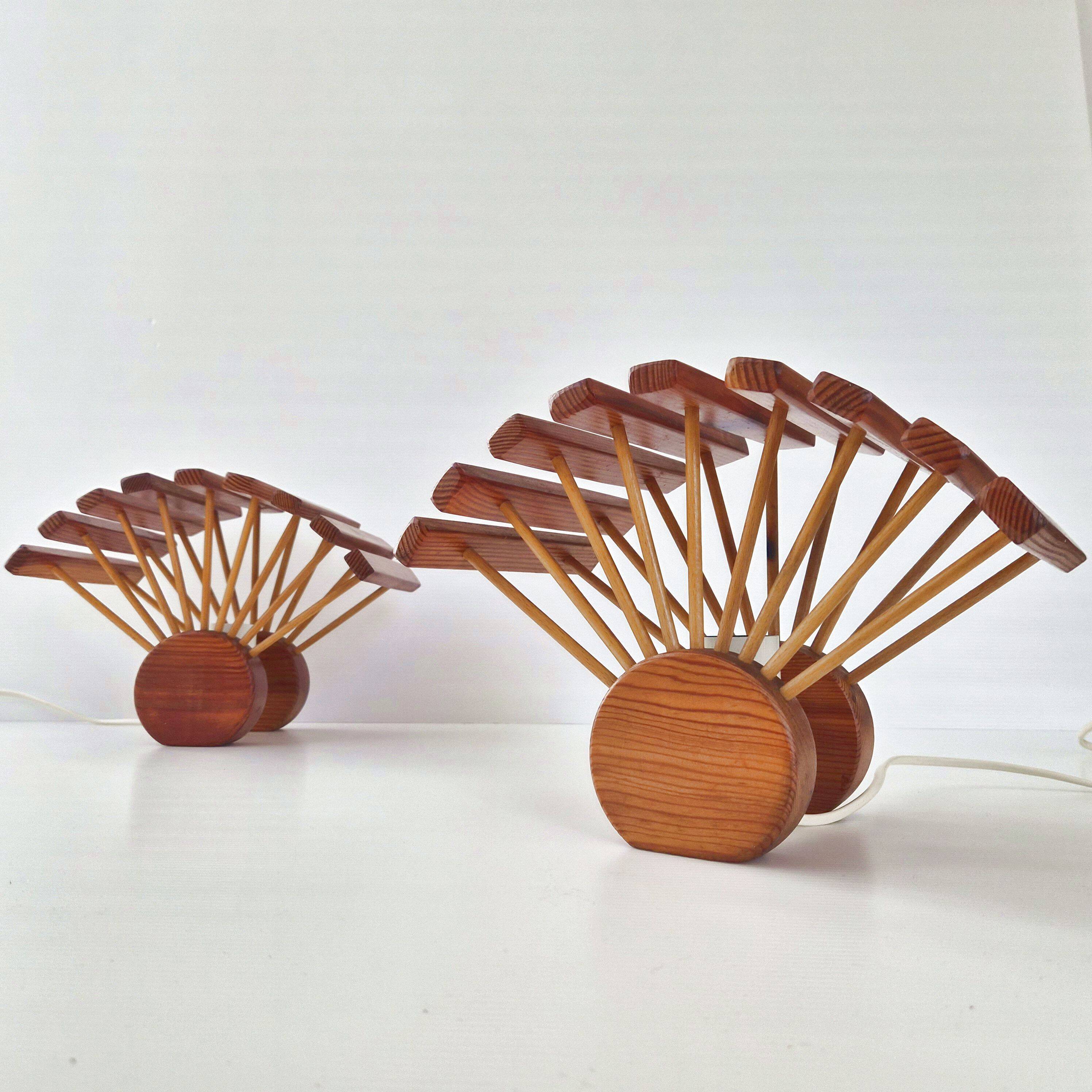 Pair of vintage lamps by Pierre Chapo in pine, 1960.