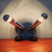 Pair of chrome metal wall lights, Staff Leuchten, Germany, 1970.