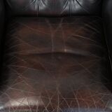 Cowhide leather Chesterfield wingback armchair in classic English style
