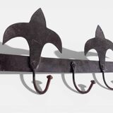 Antique French Provincial Wrought Iron Coat or Hat Rack with Fleur-de-Lis