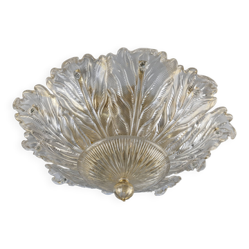Barovier & Toso Foglia d’Oro Murano ceiling lamp, Italy, 1980s