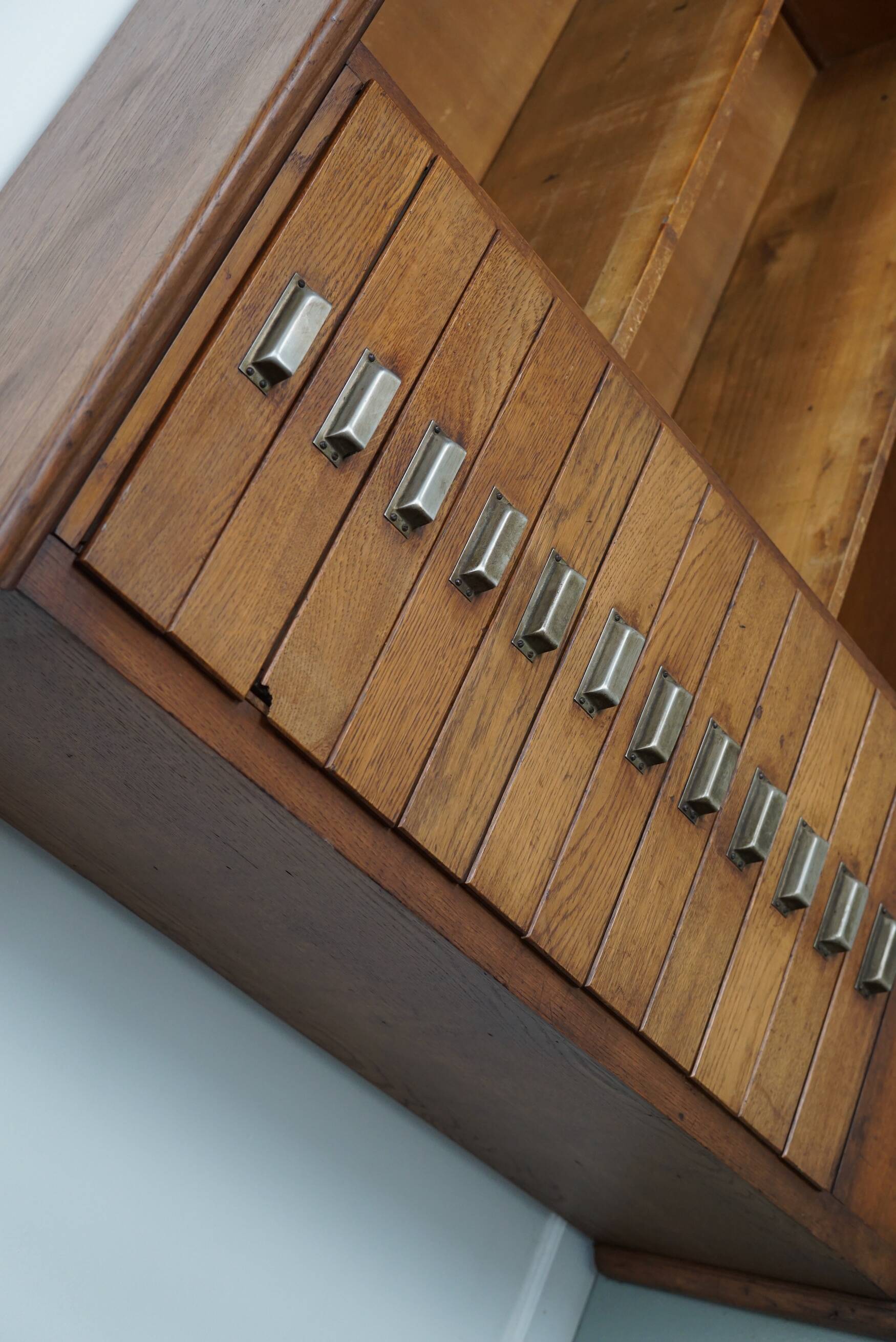 Vintage Dutch Oak Apothecary Sideboard / Filing Cabinet, 1950s