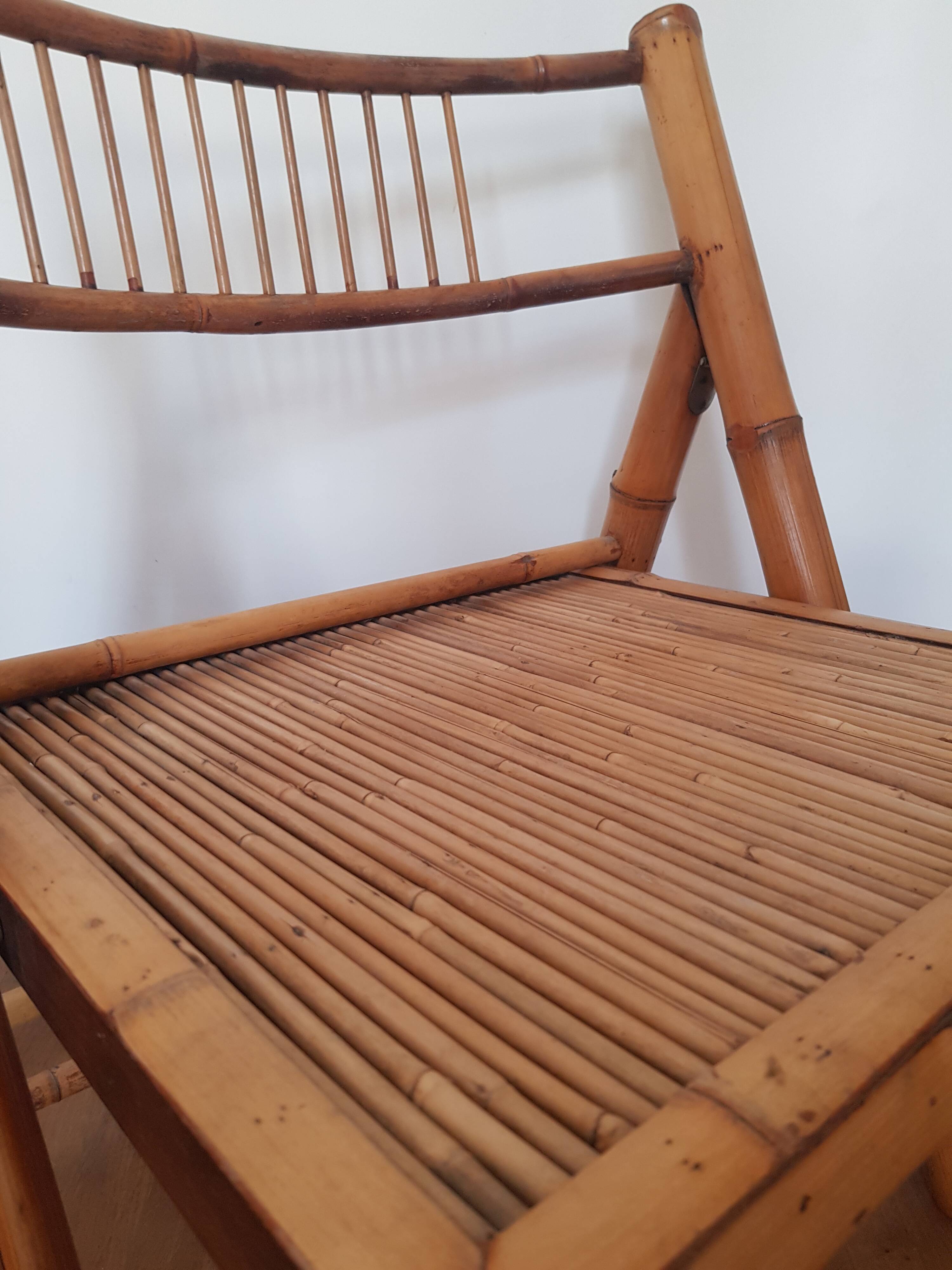 Bamboo and rattan folding chair
