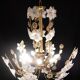 Large Size Vintage Murano Glass Chandelier White Flowers, 1970