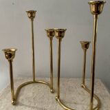 Duo of modernist brass candlesticks