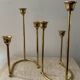 Duo of modernist brass candlesticks
