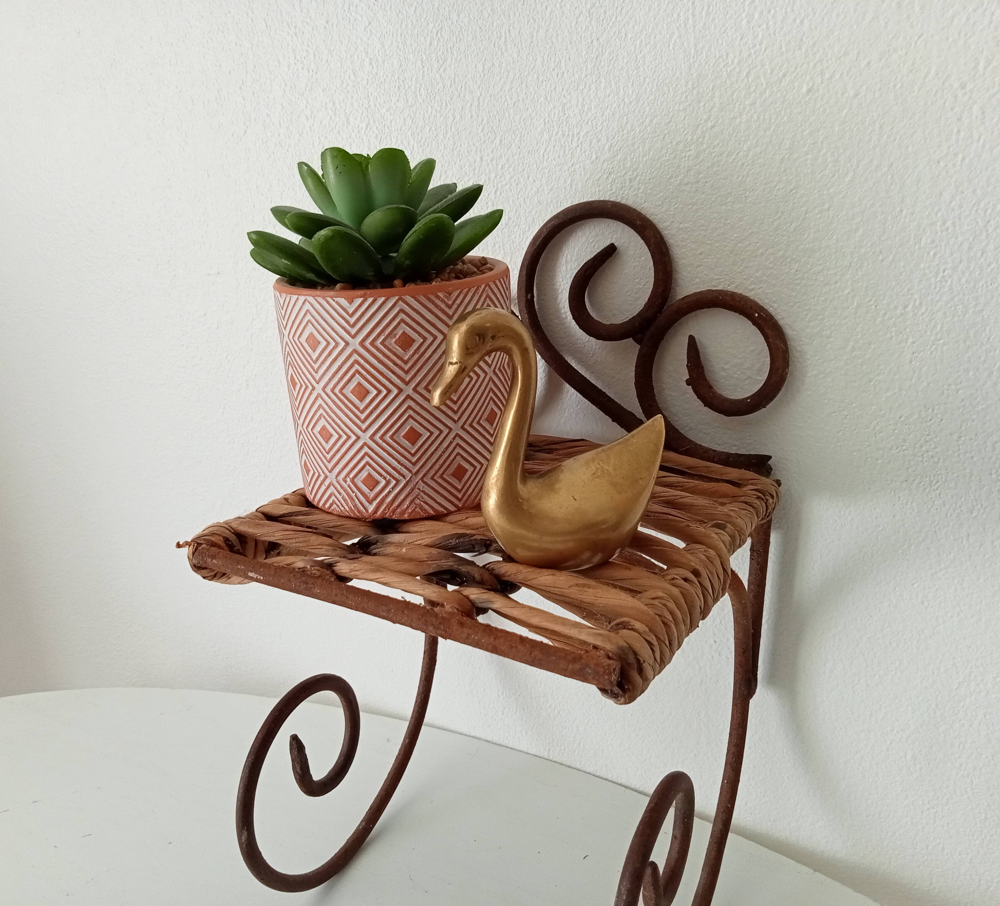 Antique wrought iron wall shelf