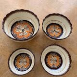 4 nesting salad bowls in enameled ceramic mbfa pont l abbé decorated vintage hand