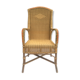 Red vintage décor rattan armchair